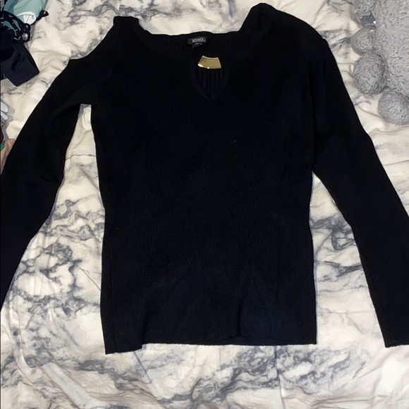 Black Cold Shoulder Sweater - Picture 1 of 2